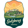 Salzburg Fortress Retro Sunset Badge