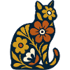 Blossom Cat Folk Art Pattern