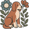 Beagle im Blumenrahmen