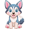 Dessin animé de chiot husky mignon