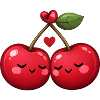 Duo cerise câline avec cœur, Lovetime,