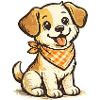 Cuddly Dog with Orange Bandana
