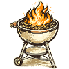 Grill Fire Motif Retro BBQ