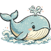 Small Blue Whale Splash Animal