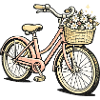 Flower Basket Bicycle Pastel Style