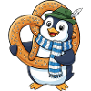 Cute Penguin with Pretzel Bavaria Cartoon