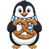 Cute Penguin with Pretzel Bavaria Cartoon