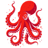 Crimson Octopus Pop Art