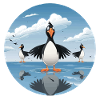 Pinguinenschar am Eissee