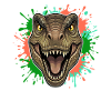 T-Rex Neon Paint Splatter Head