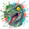 Kunterbunter Dino-Splasher Kopfmotif