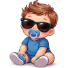 Baby with sunglasses and pacifier