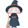 Halloween-Hexe, im Kinderstil