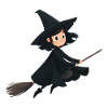 Flying witch on her broom