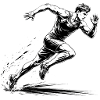 100m Sprinter Action Illustration