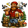Wilderness lumberjack with beer