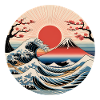 Vague Fuji au Soleil Rouge