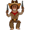 Funny Cowboy Monkey Gunslinger Cartoon Design