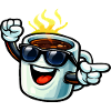 Coffee mug with sunglasses