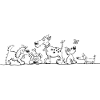 Funny Dog Motif with Cartoon Dogs