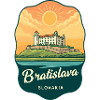Bratislava-Schloss Retro Sonnenuntergangs-Reiseabzeichen