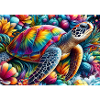 Tortue tropicale arcenciel sur fleurs