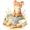 Cute Mouse at Foot Bath Illustration