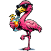 Flamingo cocktail with sunglasses