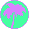 Neon Palm Tree Circle Silhouette