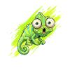 Neon Chameleon Splash