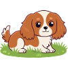 Cartoon Rider Puppy on Grass