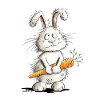 Hase mit Möhre Cartoon
