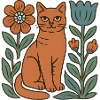 Cat folk with floral frame