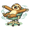 Cheerful sloth in swivel chair