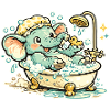 Petit éléphant dans la douche amusante