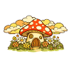 Pilzhaus im Blumenwiesenland