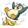 Pinguin Springende Banane