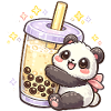 Panda Bubble Tea Cuddle Motif