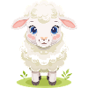 Cuddly lamb on green pasture