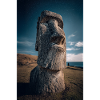 Cosmic Moai Under Starry Night