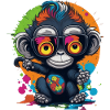 Neon Brillenaffe Splash - Affe - Äffchen
