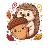 Süßer Igel mit Eichel Herbst