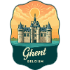 Ghent Gravensteen Castle Retro Sunset Badge