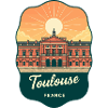 Toulouse Capitole Retro Sunset Travel Badge