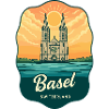 Basel Minster Retro Sunset Travel Badge
