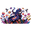 Psychedelic Kraken Bülten Nature Animals Pattern