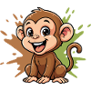 Cheerful Monkey Cartoon Paint Splash