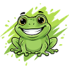 Cheerful Frog Cartoon Green Neon