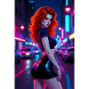 Red-haired neon city last night
