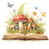 Libro magico con illustrazione forestale